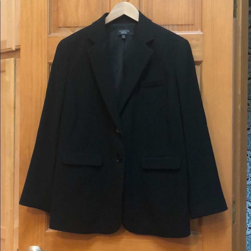 EUC Talbots 14WP Black Crepe Blazer